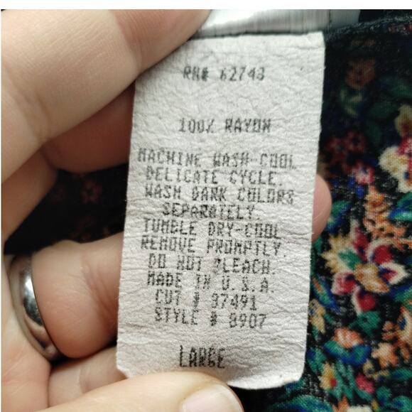 Vintage Cabrais Collection Size Large Floral Polka Dot Open Front Cardigan - Picture 7 of 7